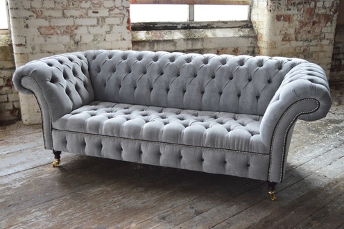 Chesterfield Couch Polster Sofas Klassischer Textil Schaffhau 3 Sitzer - 186