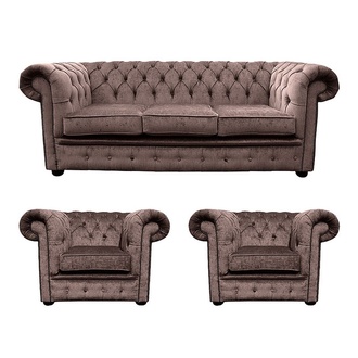 Chesterfield Couch Polster Klassischer Leder Schaffhau 3+1+1 Sitzer 70