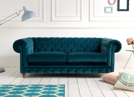 Chesterfield Design Polster Luxus Sitz Sofa Couch Leder Textil 3 Sitzer Neu H5