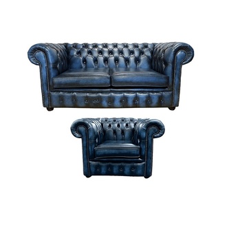 Chesterfield Sofa Couch Polster Leder Textil Sofagarnitur 2+1 Polster Set #463
