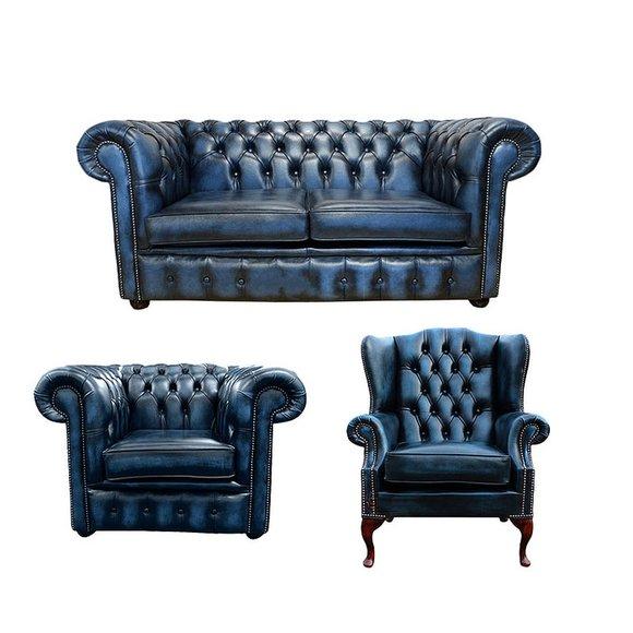 Chesterfield Sofagarnitur Sofa Couch Polster Sitz Garnitur Ohrensessel Sessel