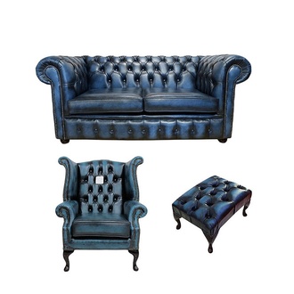 Chesterfield Couch Leder Textil Sofa Couchen Ohrensessel Hocker Sofagarnitur Neu