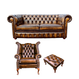 Design Chesterfiel Couch Sofa Garnitur Sofa Set Leder Textil Ohrensessel Neu