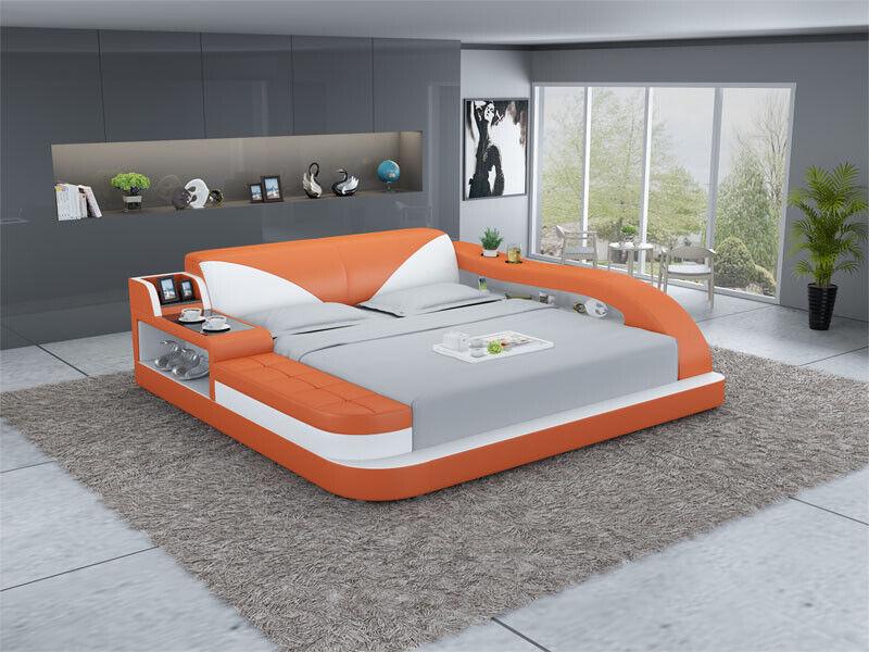 Multifunktionales orangefarbenes Doppelbett Zeitgenössischer Bettrahmen Betten 180x200cm Sofort