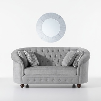 Landhaus Designer Couch - Chesterfield Textil Sofa Grau Stoff Neu