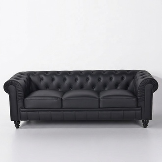 jvmoebel ® - Leder Sofa Couch - Schwarze Polster Dreisitzer Couch Garnitur