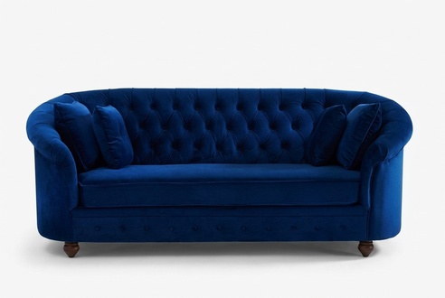 jvmoebel ® - Leder Sofa Couch - Royal Blau Polster Dreisitzer Couch Garnitur