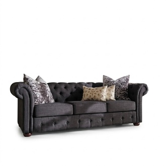 jvmoebel ® - Leder Sofa Couch - Royal Grau Polster Dreisitzer Couch Garnitur