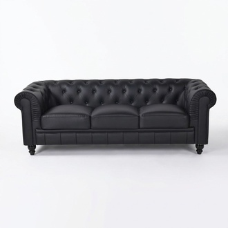 jvmoebel ® Textil Sofa Couch - Schwarz Polster Dreisitzer Couch Garnitur