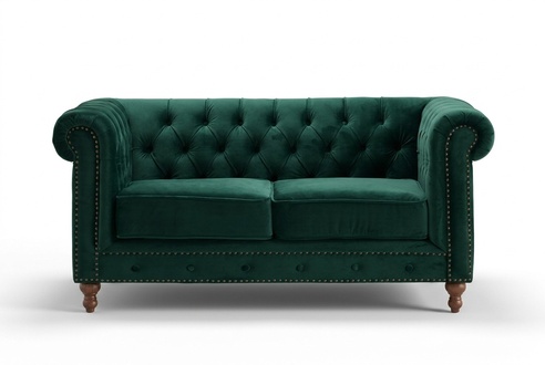 jvmoebel ® - Textil Sofa Couch - Grüne Polster Zweisitzer Couch Garnitur