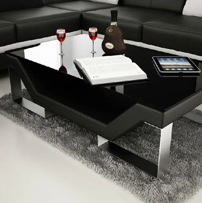 Sofatisch Glas Design Tisch Wonzimmer Leder Couch Kaffee Sofort