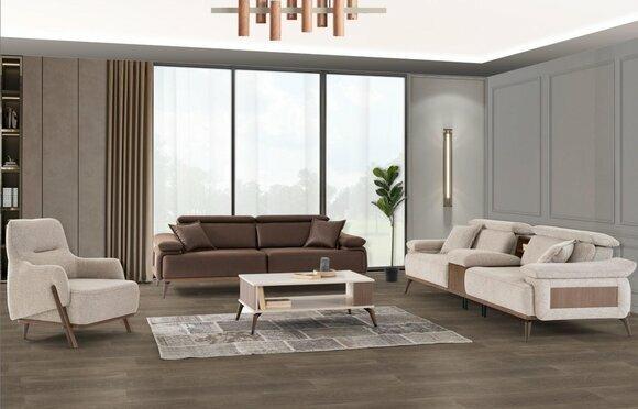 Elegante Couchgarnitur Designer Viersitzer Luxus Dreisitzer Stoffsessel
