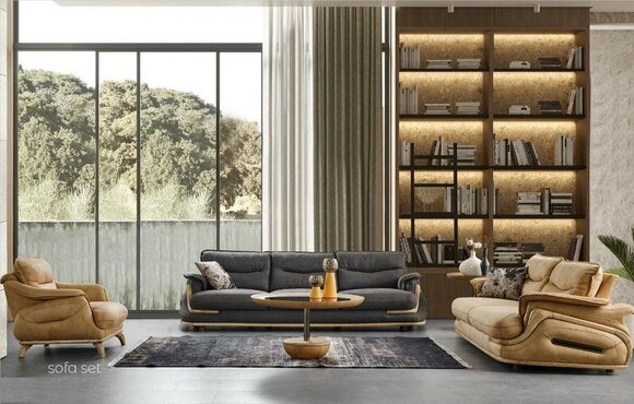 Design Sofagarnitur 4+3+1 Leder Sofa 3 tlg. Set Couchen Sofas Couch
