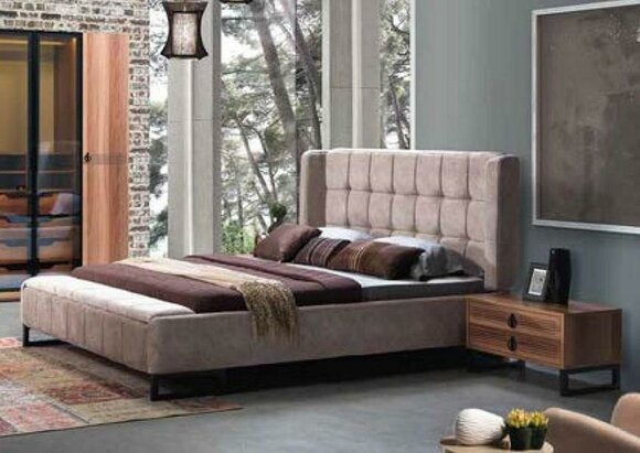 Bett Doppelbett Betten Möbel Einrichtung Schlafzimmer Design Stoff