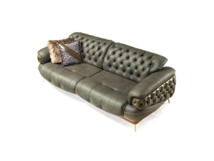 Grüne Chesterfield Couch US Stil Möbel Wohnzimmer Dreisitzer 3er