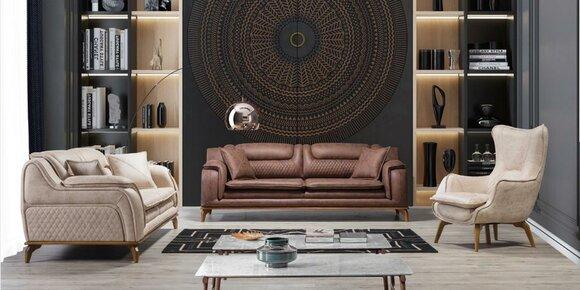 Sofa Braun 3 Sitzer Wohnzimmer Klassische Italienischer Stil 3er