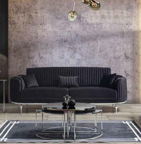 Luxus Dreisitzer Moderne Couch Polster Möbel Schwarze Couchen Sofas
