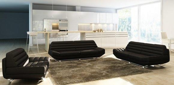 Sofagarnitur Couch Polster Leder Sofa 3+2+1 Klassische Couchen Kalbach