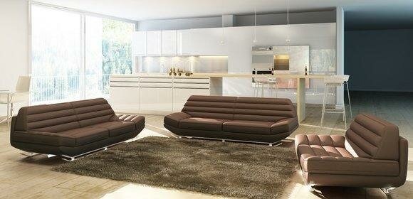 Sofagarnitur Couch Polster Leder Sofa 3+2+1 Klassische Couchen Kalbach