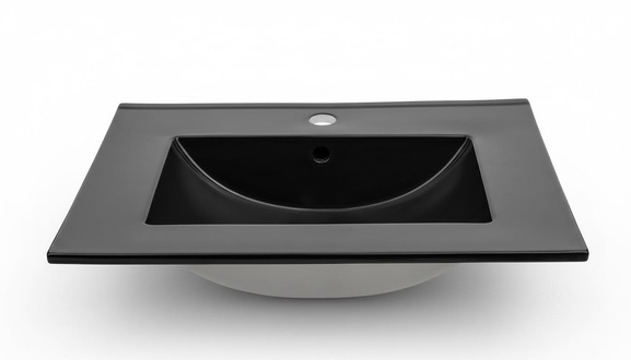 Keramik Waschbecken Waschtisch Einbau Schwarze Platte Design Becken Waschschale
