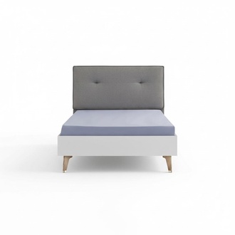 Kinderbett Bett 100 cm Jugendbett Holz Grau Kinderzimmer Stoff Modern