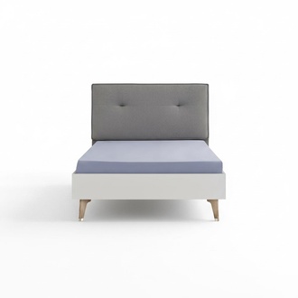 Kinderbett Bett 120 cm Jugendbett Holz Grau Kinderzimmer Stoff Modern