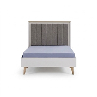 Kinderbett Bett 120 cm Jugendbett Holz Grau Kinderzimmer Stoff Modern