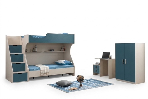 Kinderbett Blau aus Holz mit modernem Design