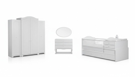 Kinderbett Kleiderschrank Jugendzimmer Kinderzimmer Möbel Holz 3tlg Set