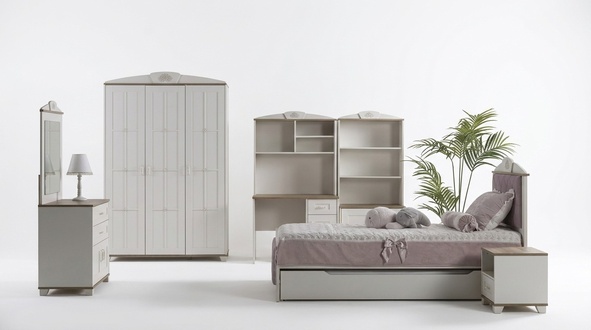 Kinderzimmer Komplete Chesterfield Kindermöbel Bett Holz Rosa Set 8tlg
