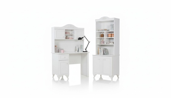 Kinderzimmer Set Weiß Elegantes Schreibtisch Design Bücherregal Holz