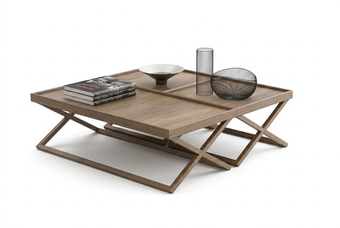 Klappbarer Luxus Brauner Couchtisch Holztisch Wohnzimmer Möbel Stil Tisch