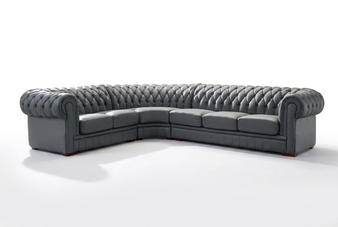 Klassiche Chesterfield Polster Sitz Eck Leder Garnitur Wohnlandschaft Neu