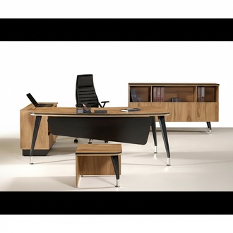 Klassischе Eckbürotisch Komplette Arbeitszimmermöbel Braun 3tlg Holz