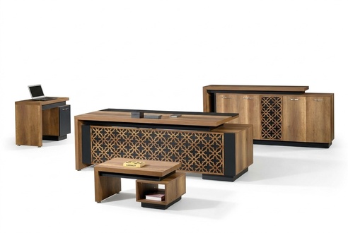 Klassischе Komplette Arbeitszimmermöbel Schreibtisch 4tlg Holz Braun