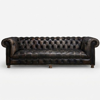 Klassische Chesterfield Couch Schwarz Englische Wohnzimmer Couchen