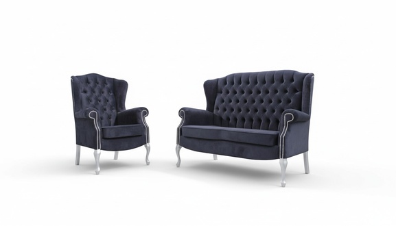 Klassische Chesterfield Sofagarnitur 3+2 Sitzer Sofa Couch Polster Samt