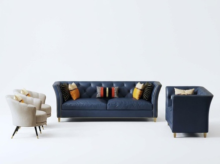 Klassische Chesterfield Sofagarnitur 3+2 Sitzer Sofa Couch Polster Leder Textil