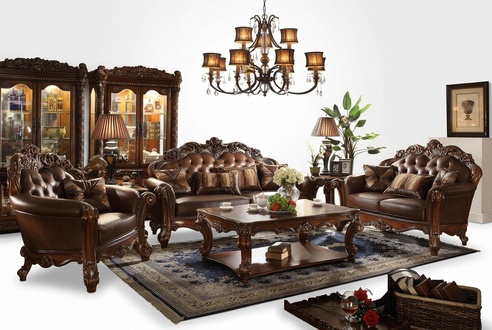 Klassische Garnitur Sofagarnitur Couch Sofa Leder Sofa Polster 321 Chesterfield