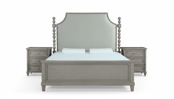 Klassische Landhaus Möbel Königliches schlafzimmer möbel 3tlg. Bett Nachttische