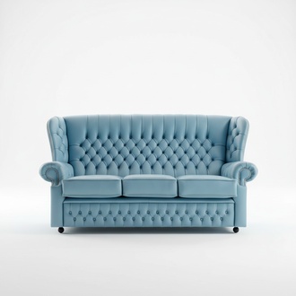 Klassische Leder Sofa Couch Polster 3 Sitzer Leder Sofas Couchen Blaue