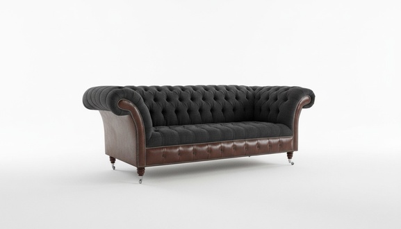 Klassische Luxus Barock Rokoko Sofa Couch Chesterfield Sofa Textil Leder