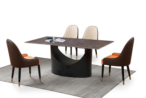 Klassische Luxus Esszimmer Möbel Essgarnitur Lehnstuhl Tisch Gruppe 5tlg. Set.