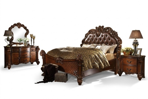 Klassische Schlafzimmer Set Bett Nachttisch Kommode Spiegel Kommode 5tlg. Betten