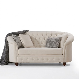 Klassische Textil Couch - Beige Chesterfield Stoff Sofa 2 Sitzer Neu jvmoebel ®
