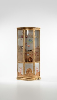Klassische Vitrine Glas Holz Schrank Vitrine Luxus Möbel Gold Italien