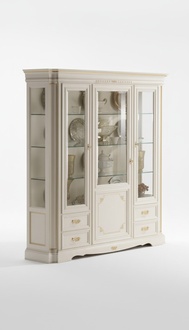 Klassische Vitrine Luxus Weiß Schrank Holz Italienische Stil Möbel Glas