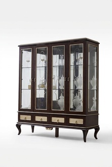 Klassische Vitrine Schrank italienische Möbel Vitrinenschrank Vitrinen Glas Neu !