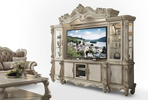 Klassische Wohnwand TV Wand Holz Stil Barock Regal Wohnzimmer Möbel Schrank neu