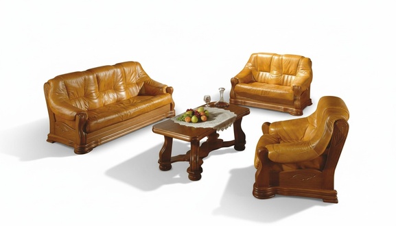 Klassische Wohnzimmer Möbel Sofagarnitur Ledersofa Sitzpolster Sofa Couch